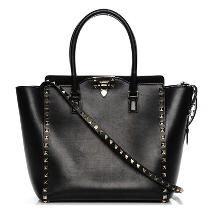 Valentino Garavani Vitello Rockstud Double Handle Tote Black 1 of 7
