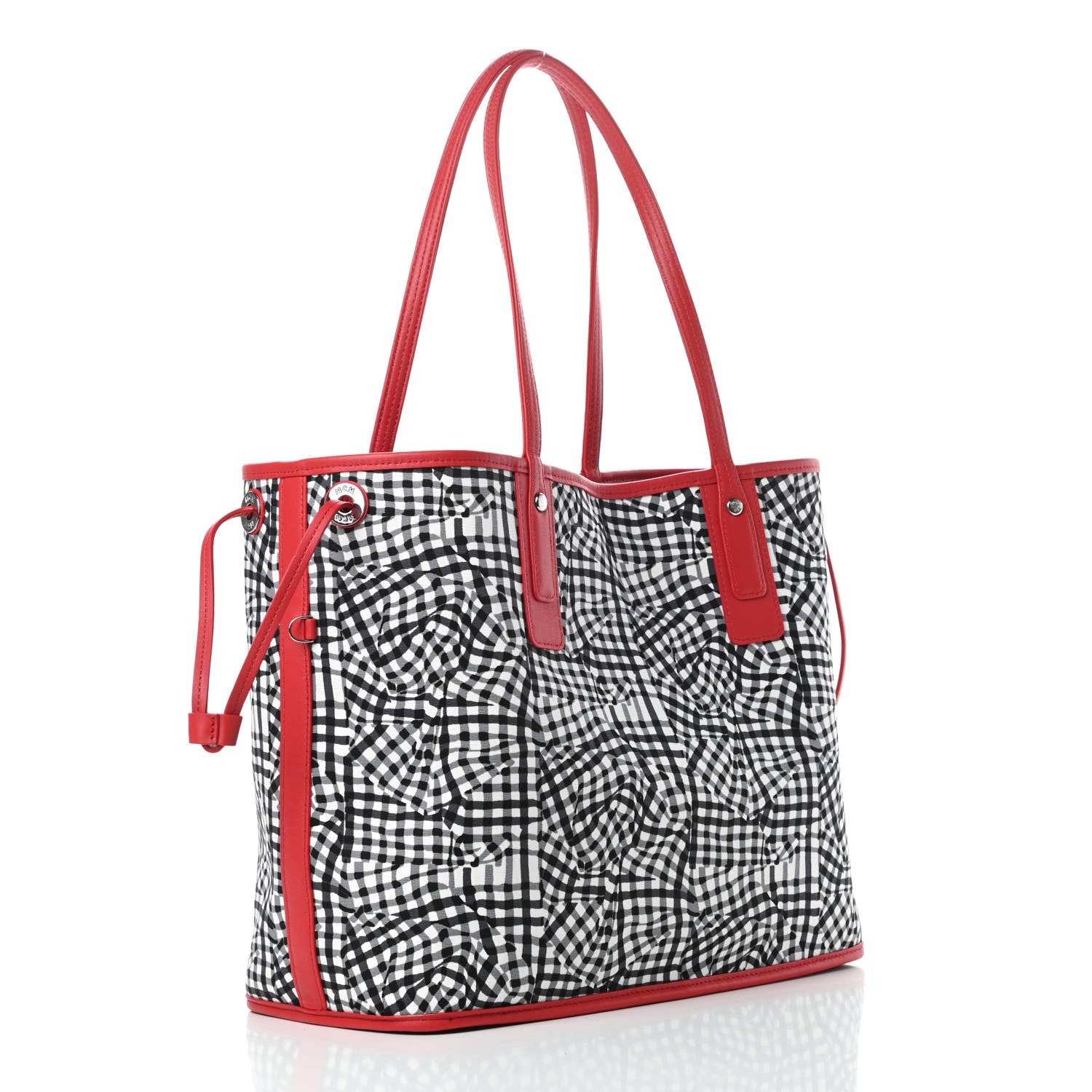 MCM Visetos Medium Liz Reversible Shopper Tote Black Red 5 of 14