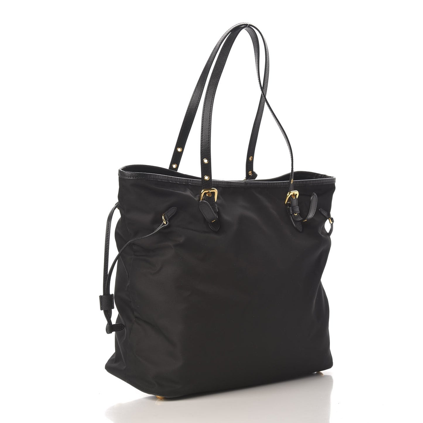 Tessuto Nylon Saffiano Shopping Tote Black