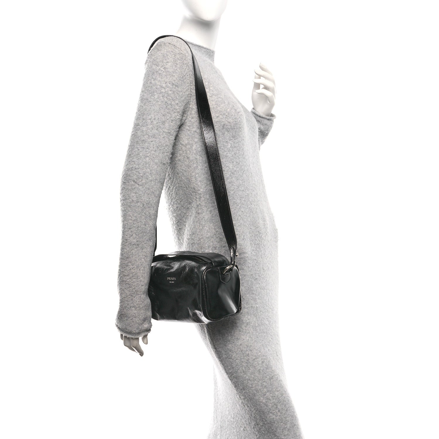 Prada Soft Lux Calfskin Shoulder Bag Black 2 of 10