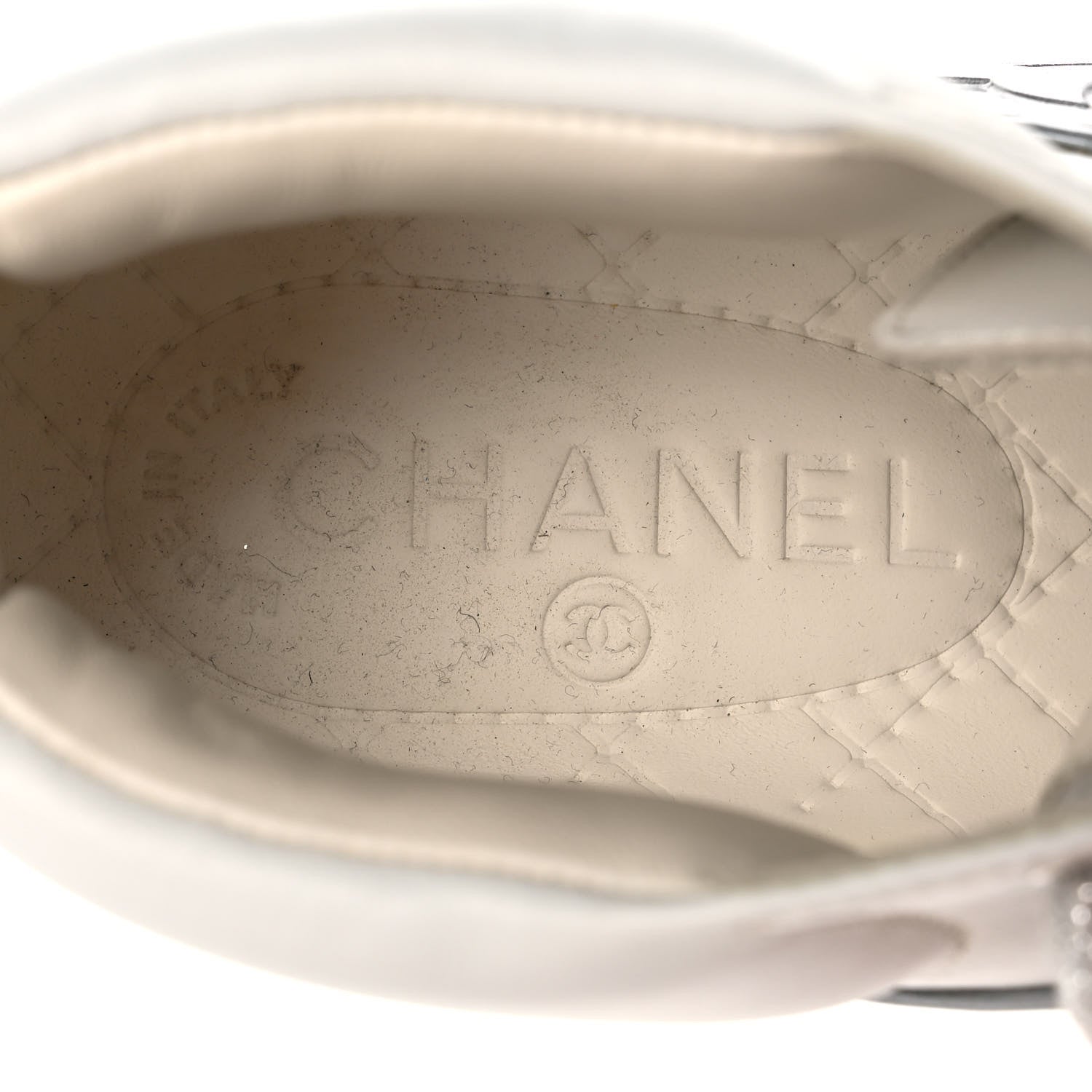 Chanel Patent Lambskin High Top Sneakers 36 White Silver 8 of 9
