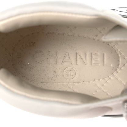 Chanel Patent Lambskin High Top Sneakers 36 White Silver 8 of 9