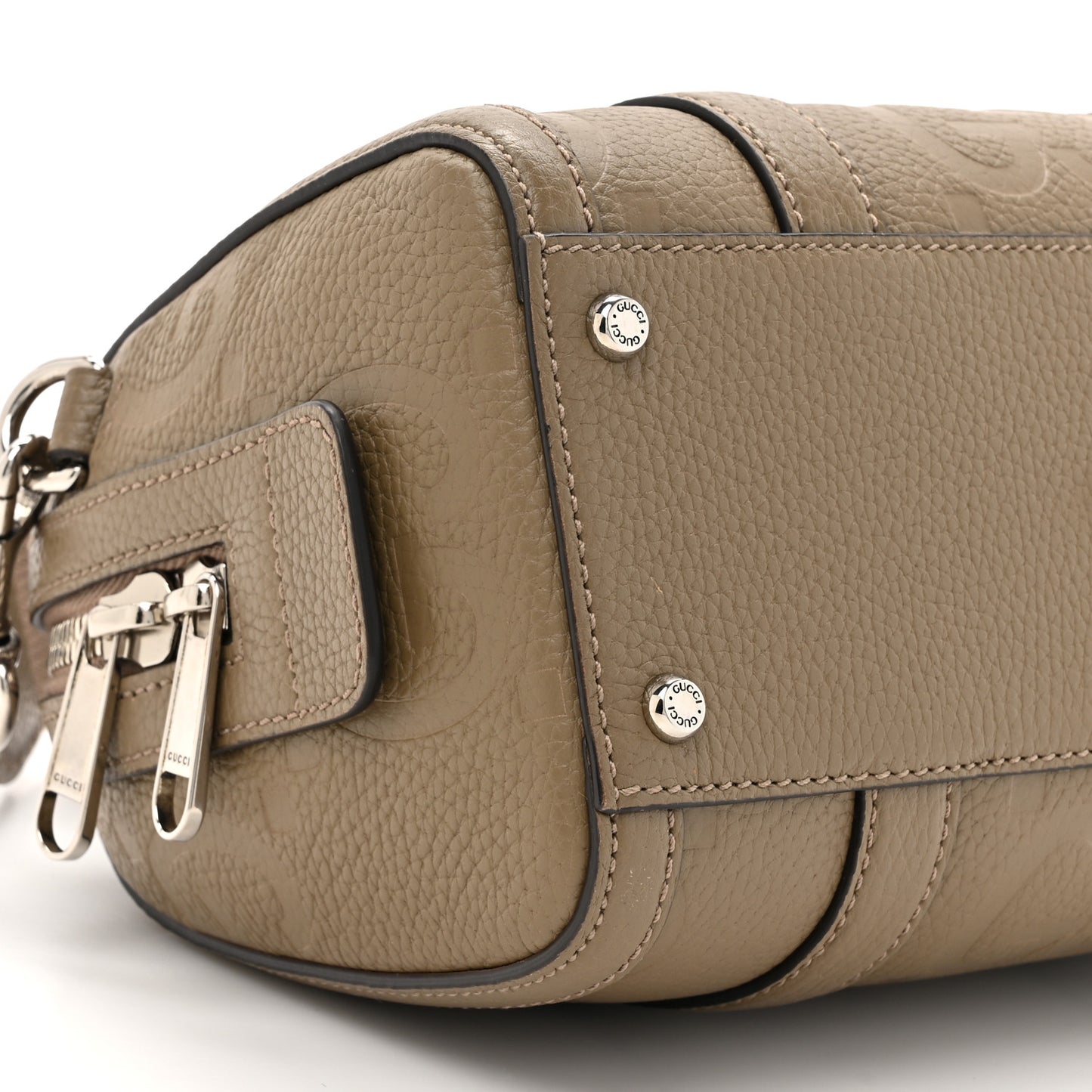 Piuma Calfskin Jumbo GG Embossed Mini Duffle Bag Good Taupe