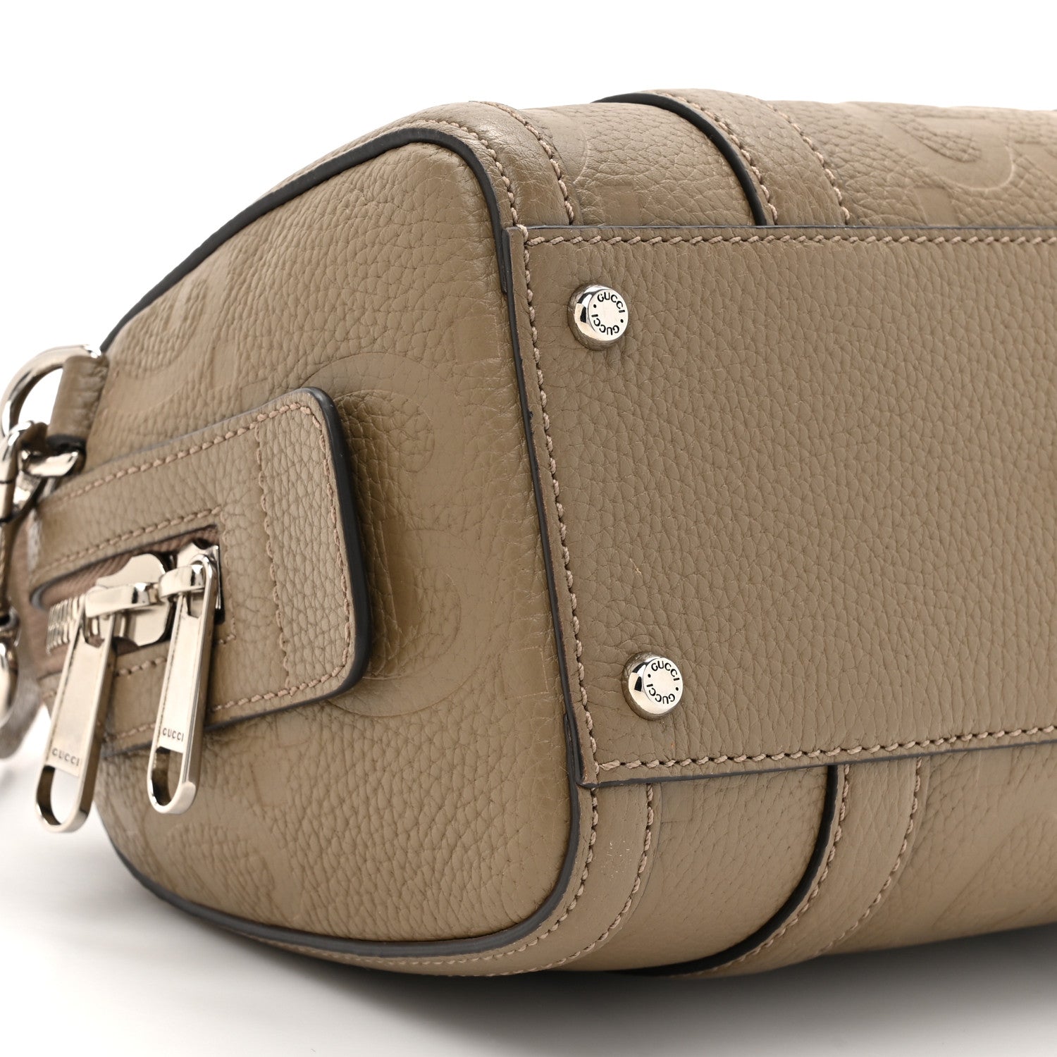 Gucci Piuma Calfskin Jumbo GG Embossed Mini Duffle Bag Good Taupe 10 of 12