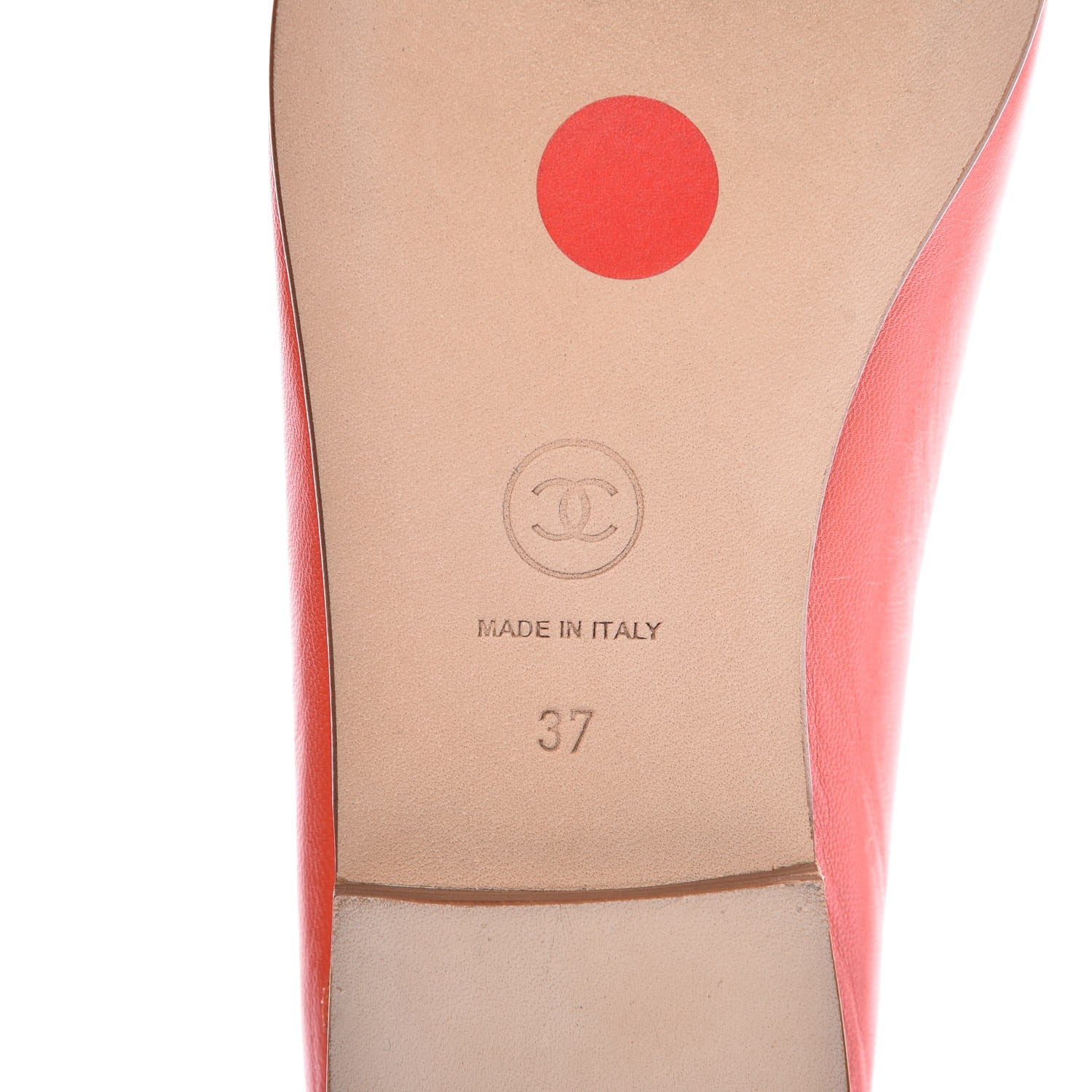 Chanel Goatskin Cap Toe CC Ballerina Flats 37 Orange 6 of 10
