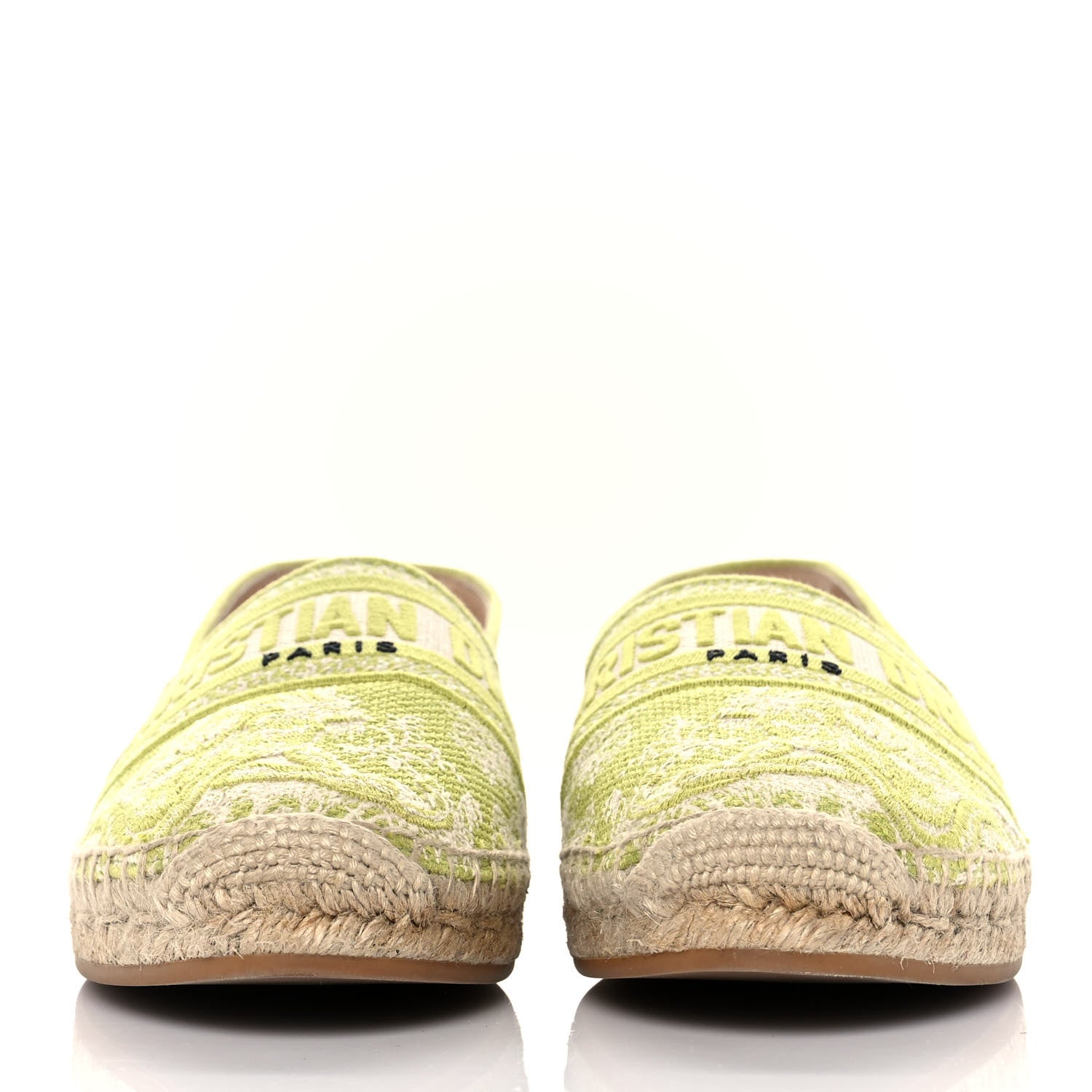 Christian Dior Embroidered Toile De Jouy Granville Espadrille 38.5 Off White Green 2 of 9