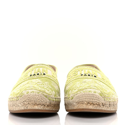 Christian Dior Embroidered Toile De Jouy Granville Espadrille 38.5 Off White Green 2 of 9