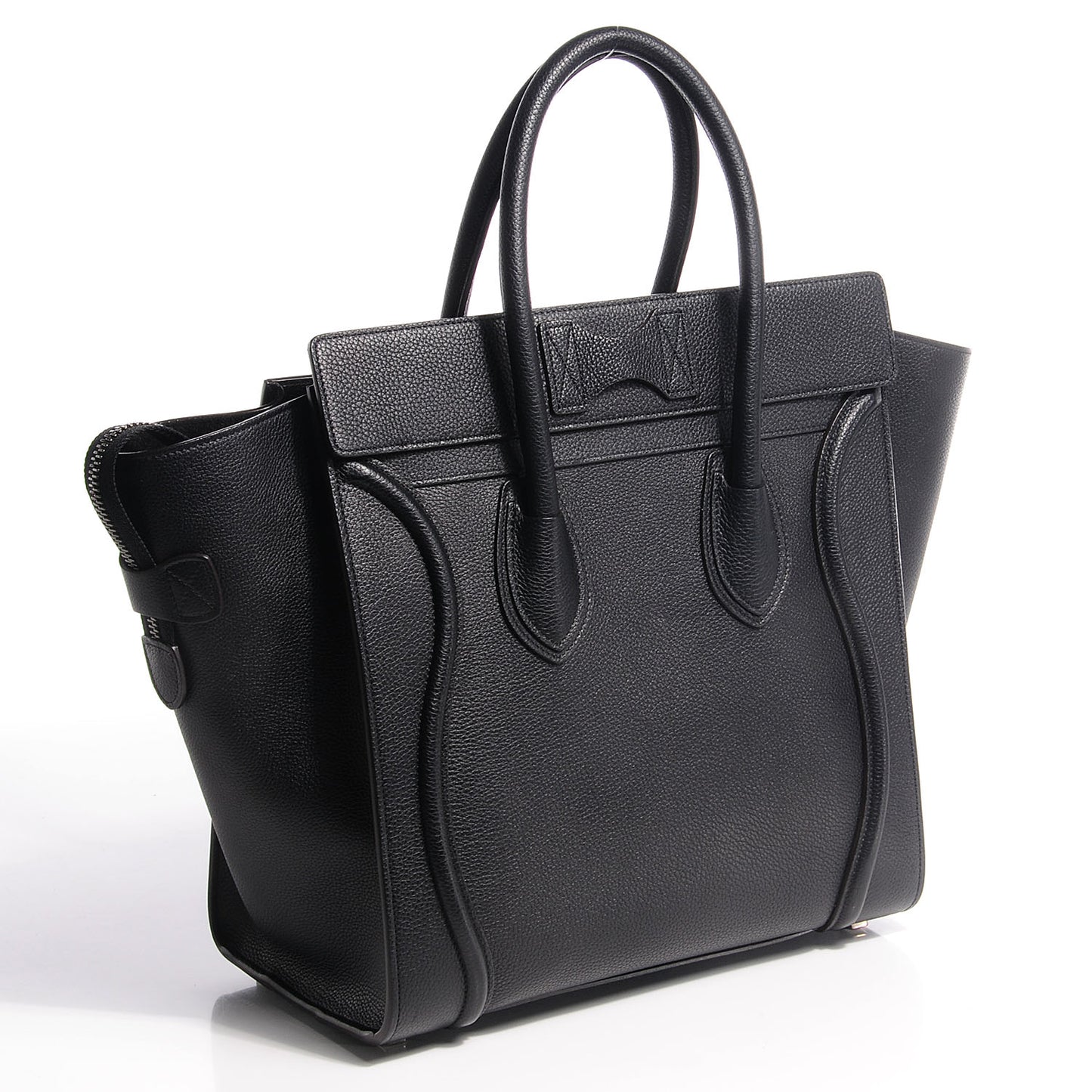 Drummed Calfskin Mini Luggage Black