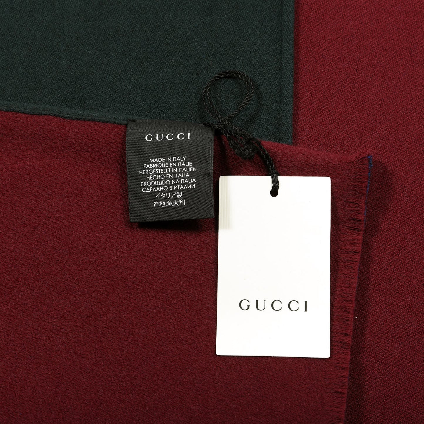 Wool Silk Guccium Scarf Petroleum Blue Bordeaux