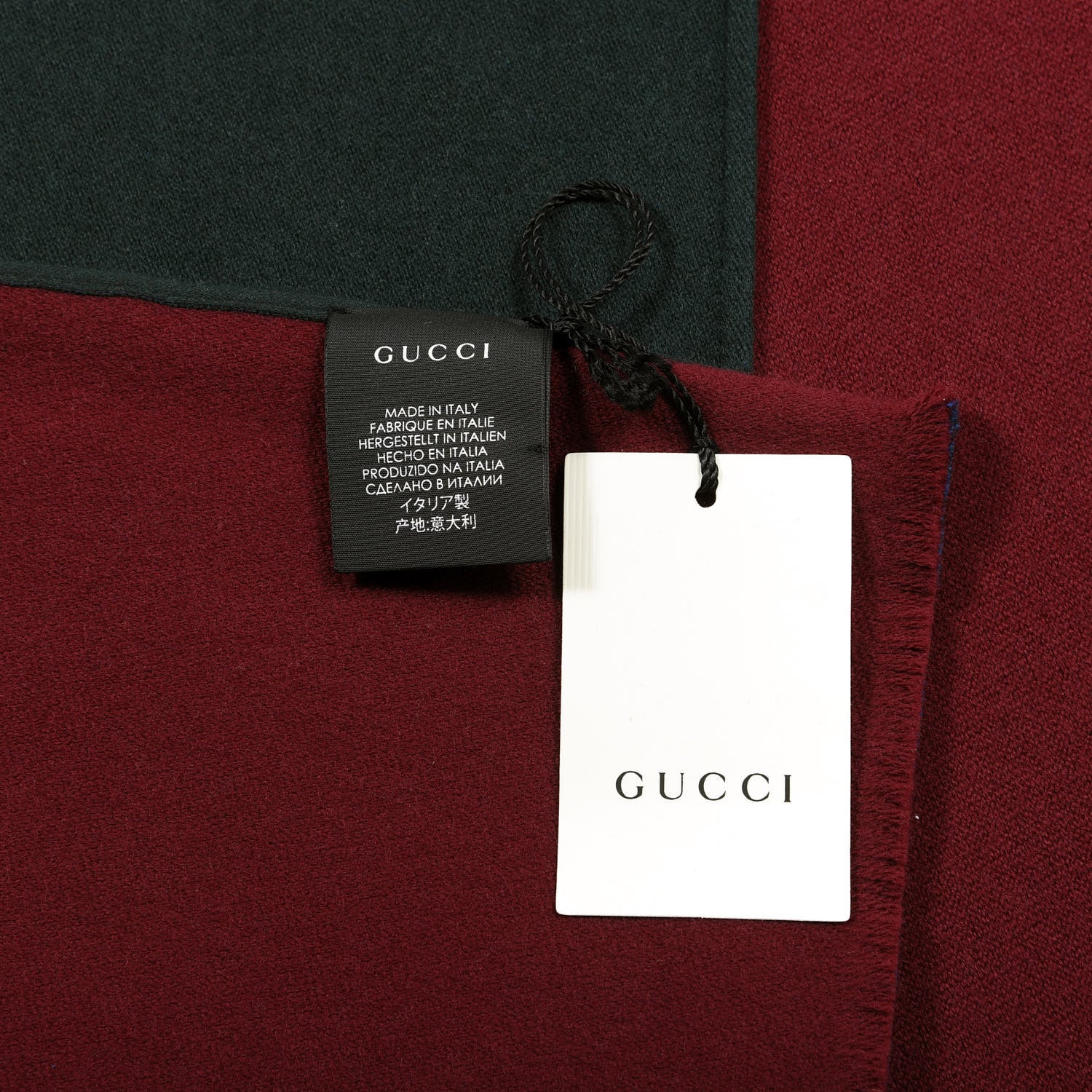 Gucci Wool Silk Guccium Scarf Petroleum Blue Bordeaux 3 of 4