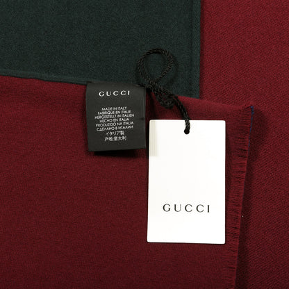 Gucci Wool Silk Guccium Scarf Petroleum Blue Bordeaux 3 of 4