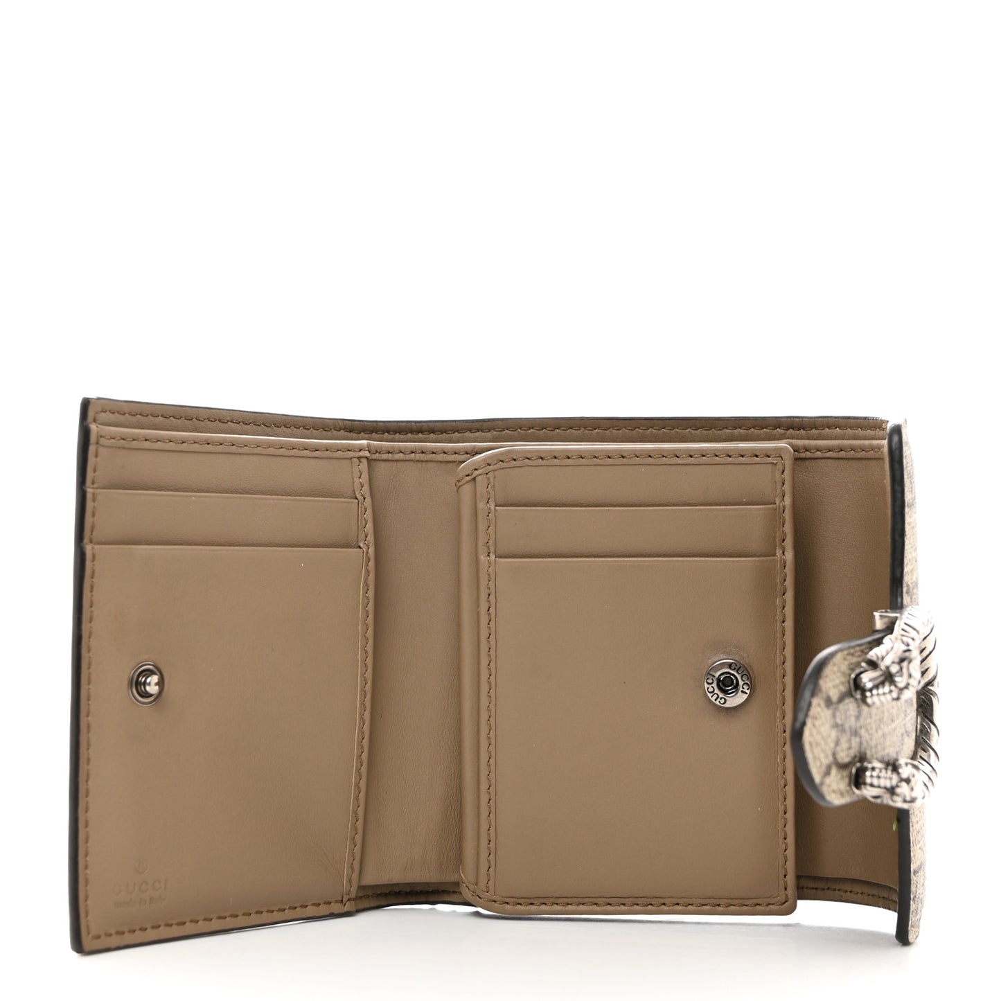 GG Supreme Monogram Dionysus Card Case Wallet Beige Taupe