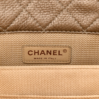 Chanel Metallic Calfskin Quilted Small XXL Travel Flap Bag Gold 6 of 10