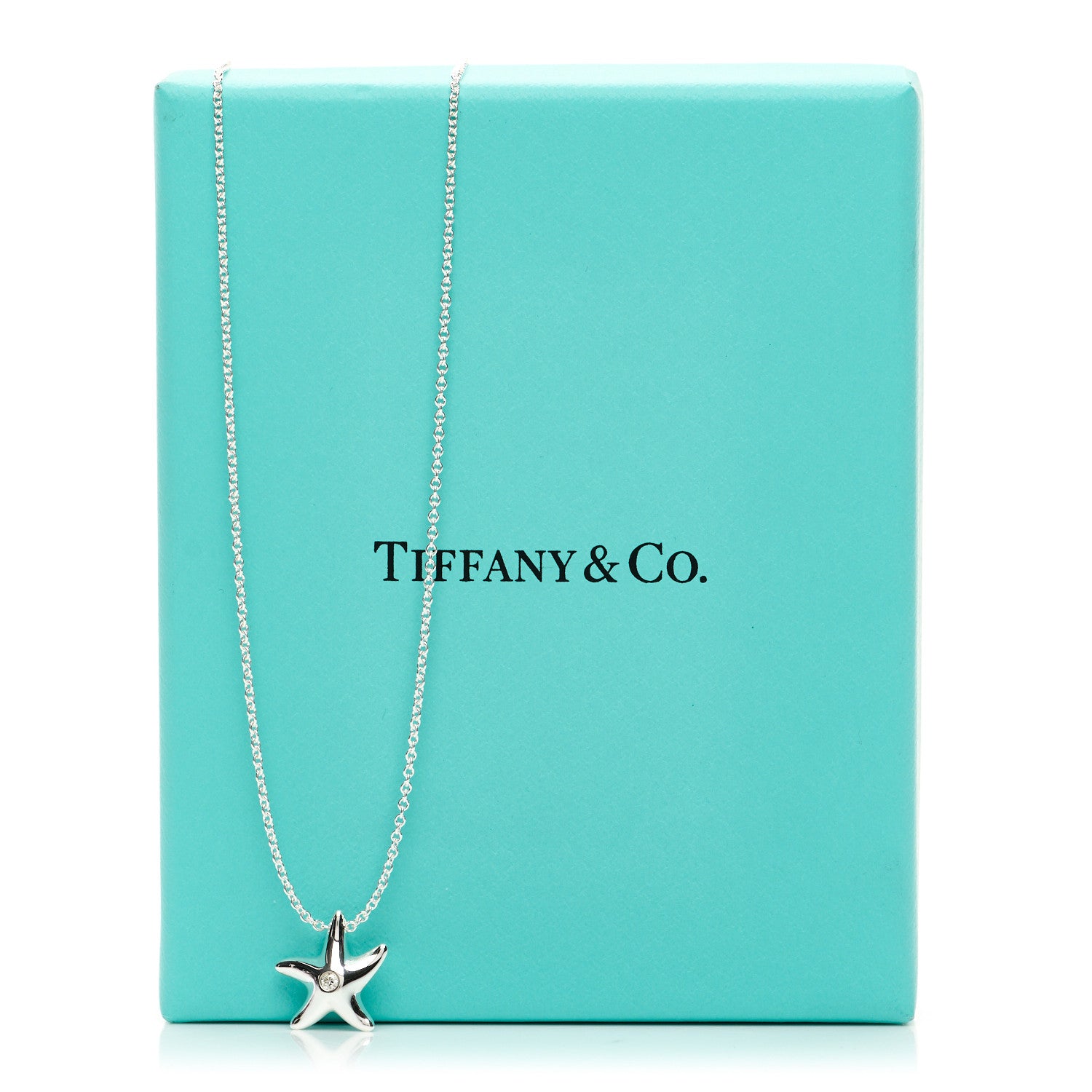 Tiffany Sterling Silver Diamond 12mm Elsa Peretti Starfish Pendant Necklace 5 of 5