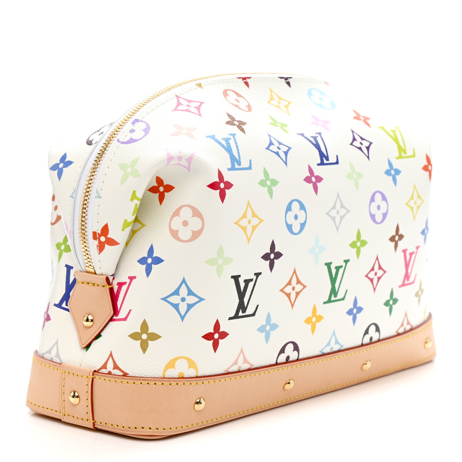 LV ロゴデザイン ポーチ Louis Vuitton LV x TM Monogram Multicolor Cosmetic Pouch GM White