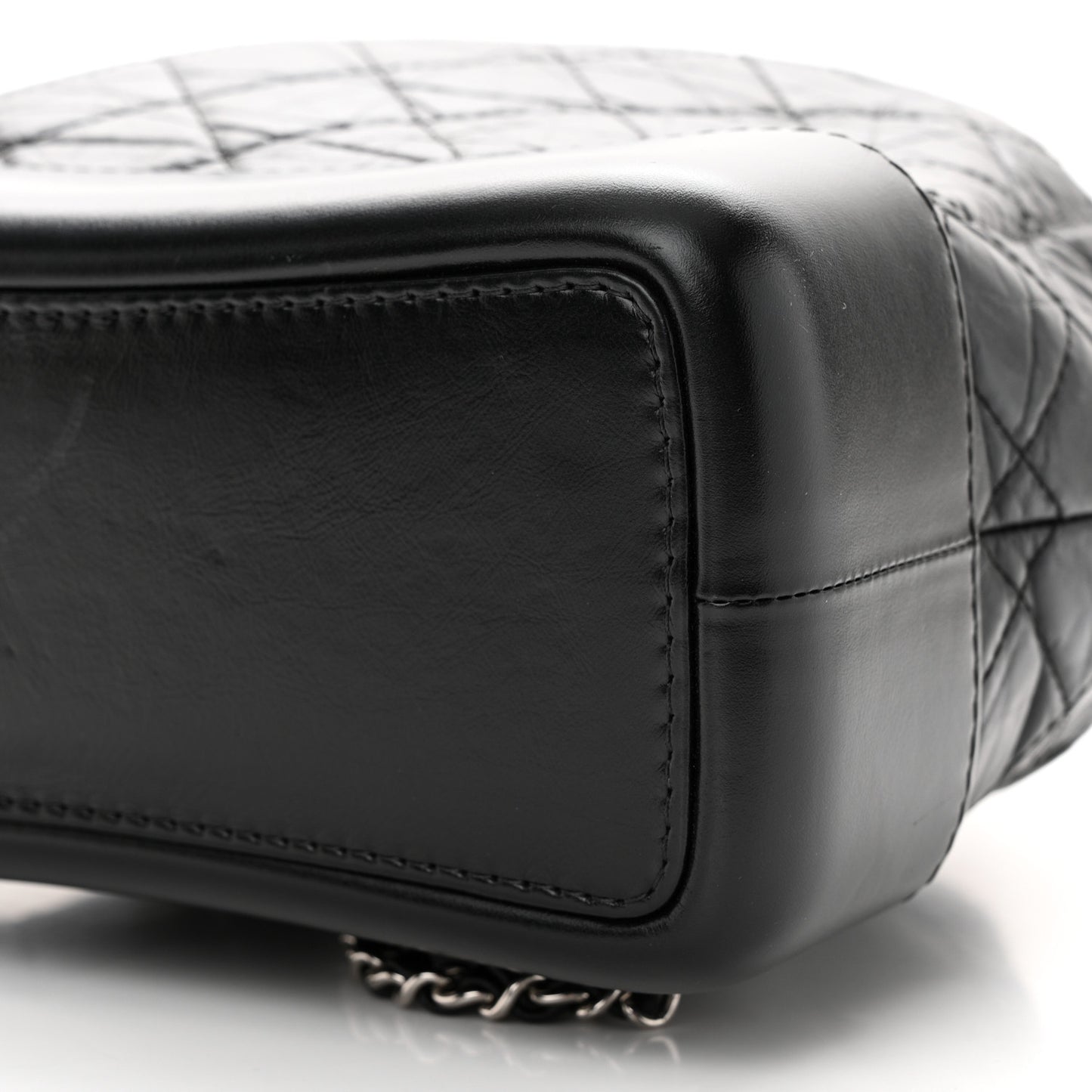 Aged Calfskin Quilted Small Gabrielle Backpack Black