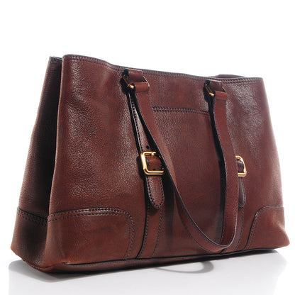 Prada Antique Leather Buckle Tote Bruciato 2 of 7