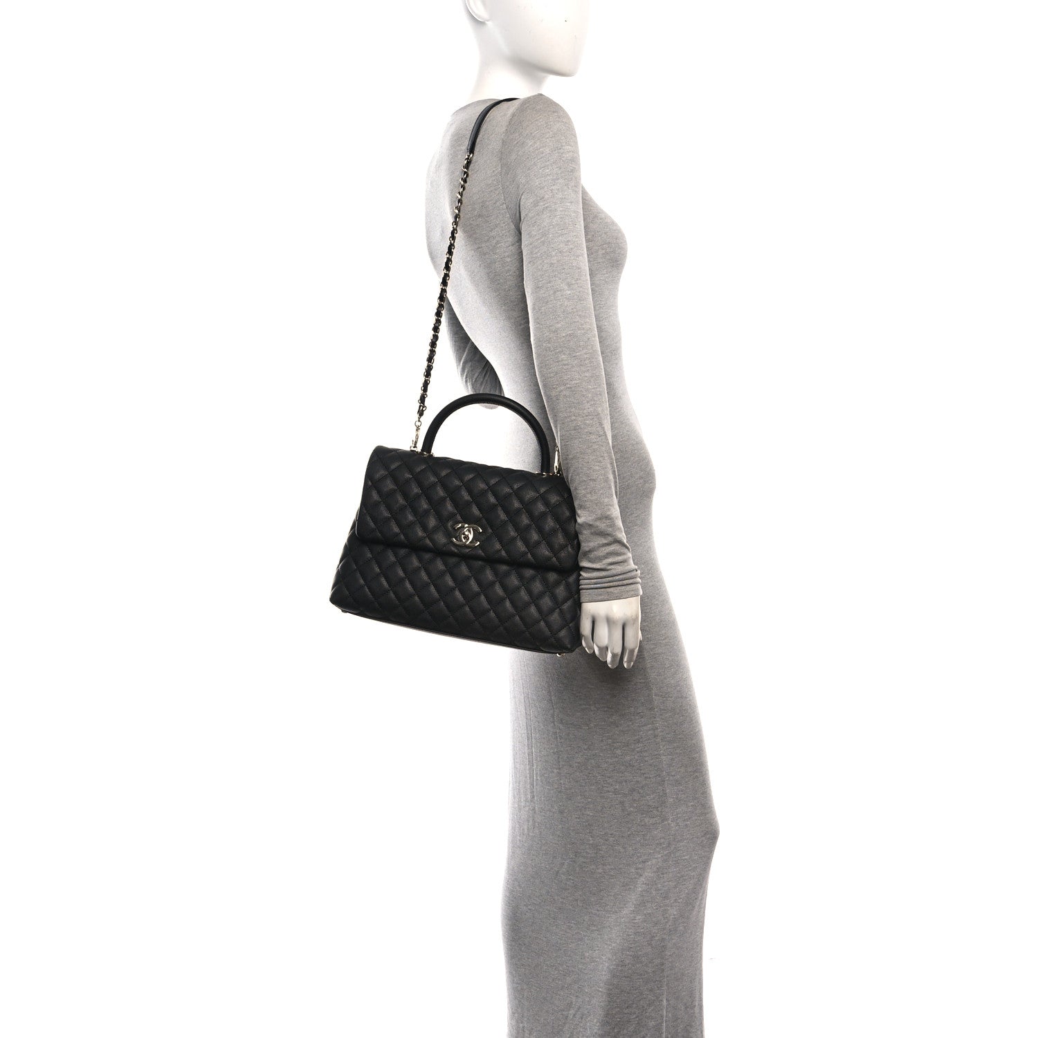 Chanel Caviar Quilted Medium Coco Handle Flap Black 2 of 12