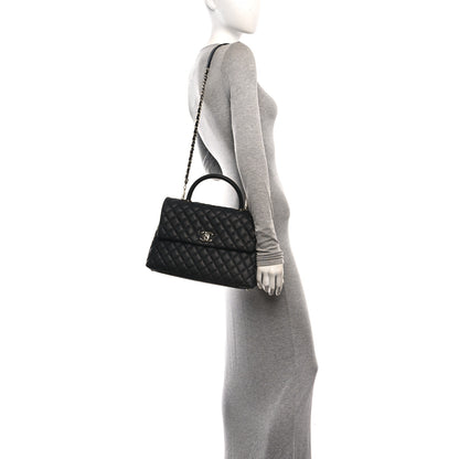 Chanel Caviar Quilted Medium Coco Handle Flap Black 2 of 12
