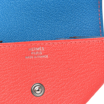 Hermes Chevre Mysore Verso Le 24 Coin Purse Rose Texas Bleu Frida 6 of 7