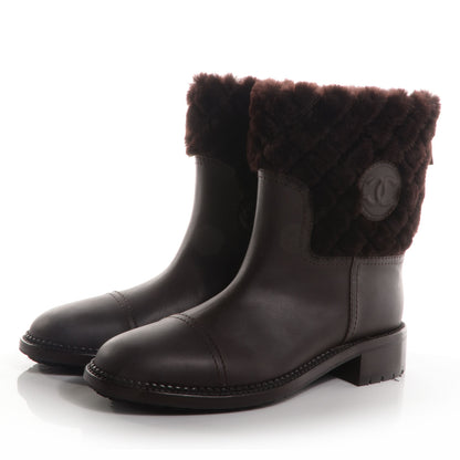 Chanel Quilted Shearling Low Boots Dark Brown 39 3 of 7