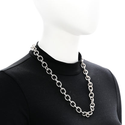 David Yurman Sterling Silver 12mm Large Oval Link Necklace 2 of 5