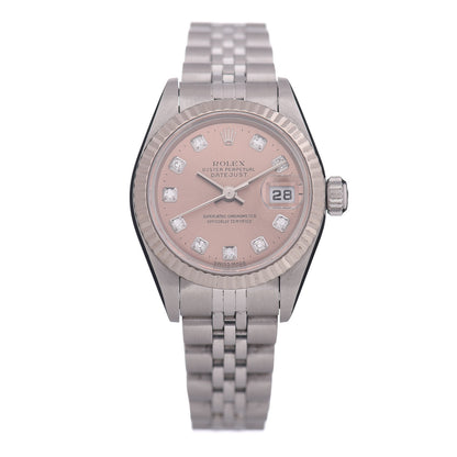 Rolex Stainless Steel 18K White Gold Diamond 26mm Oyster Perpetual Datejust Watch Pink 79174 1 of 4