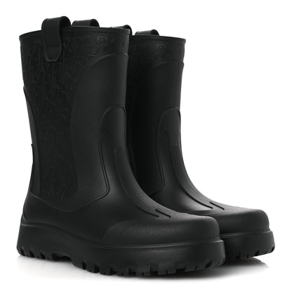 Christian Dior Rubber Oblique Mens Garden Rain Boots 43 Black 4 of 9