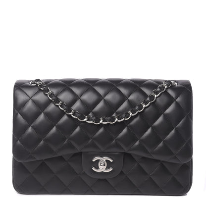 Chanel Lambskin Quilted Jumbo Double Flap Black 1 of 12