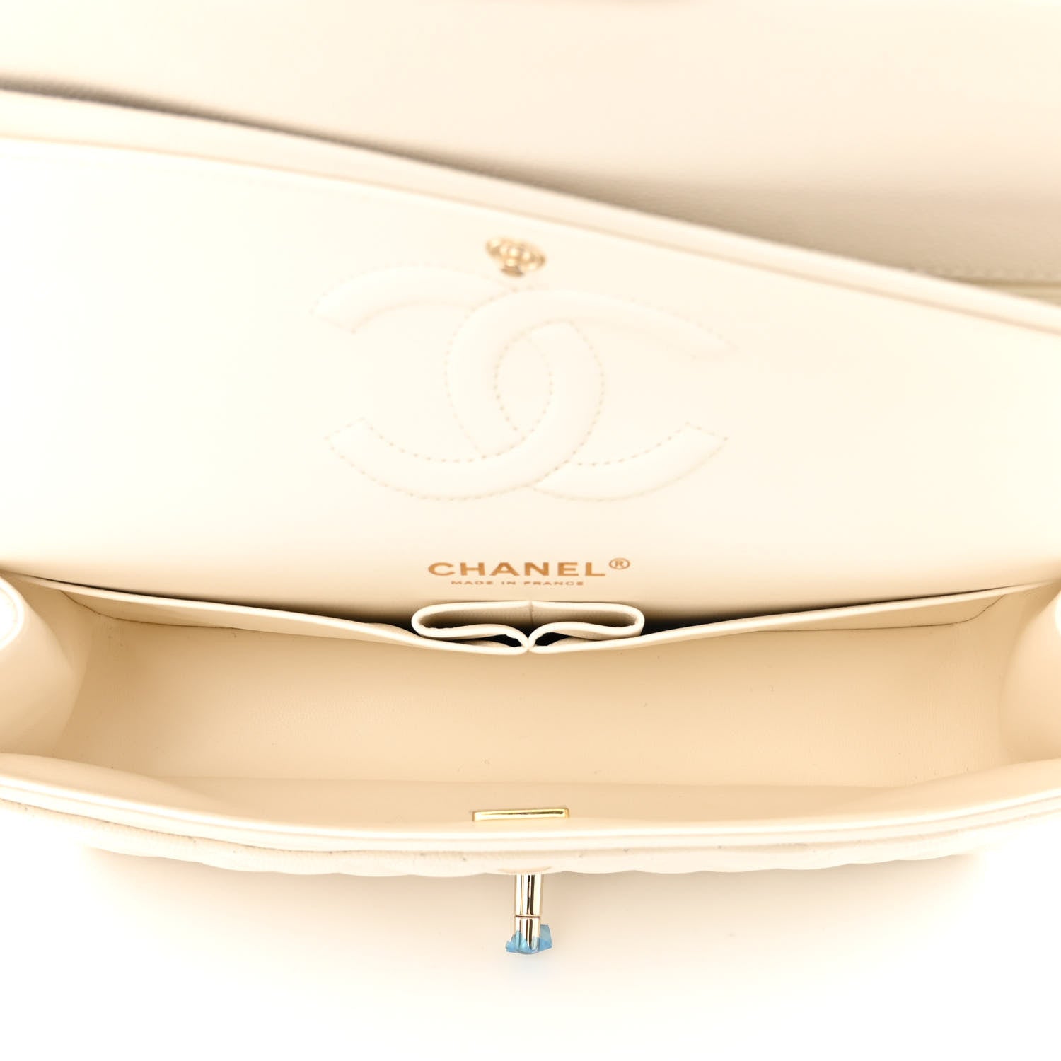 Chanel Caviar Quilted Medium Double Flap White 5 of 11