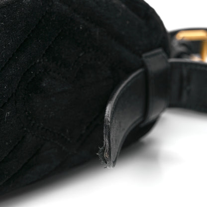 Gucci Velvet Matelasse Marquise Crystals GG Marmont Belt Bag 85 34 Black 12 of 13