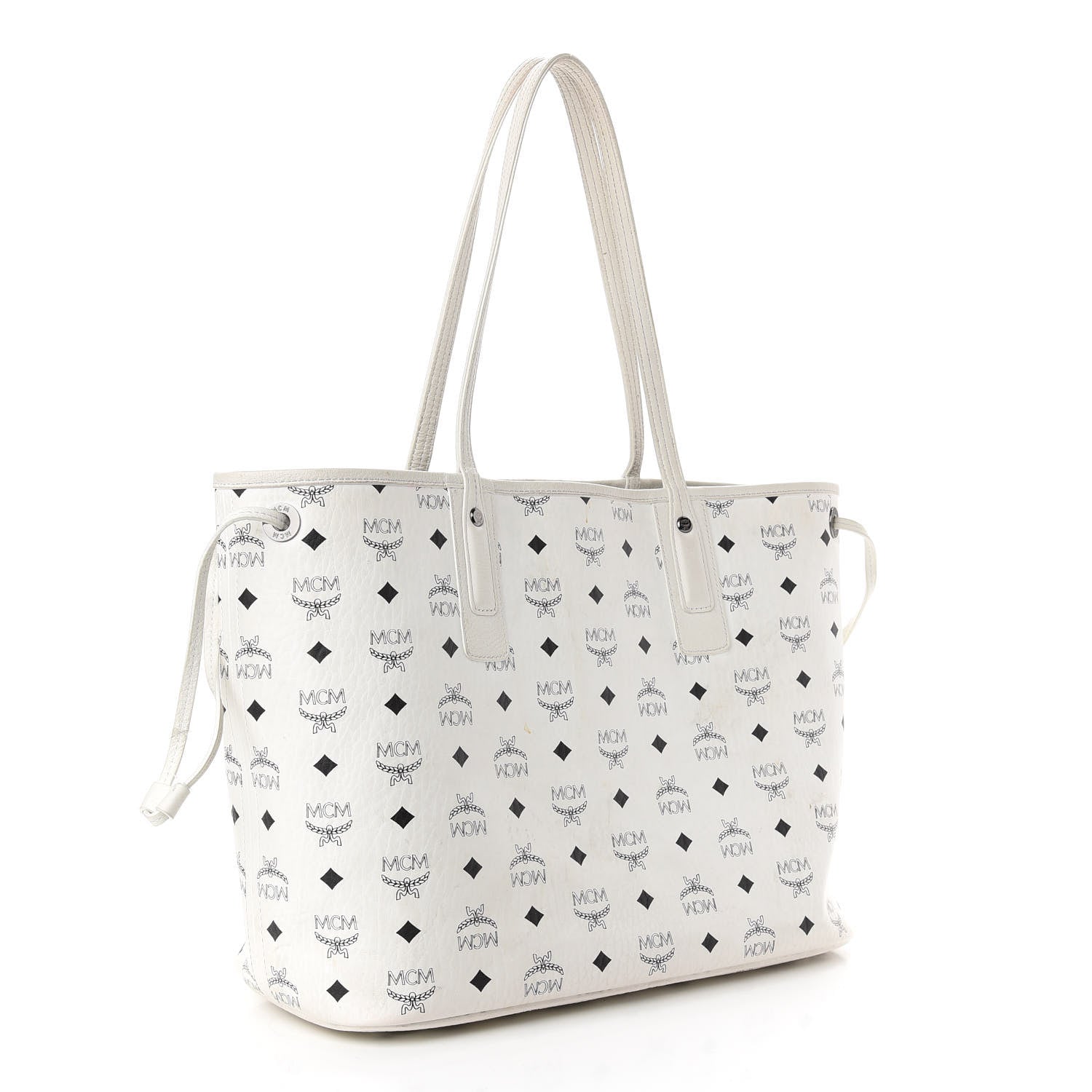 MCM Visetos Medium Liz Reversible Shopper Tote White 5 of 17
