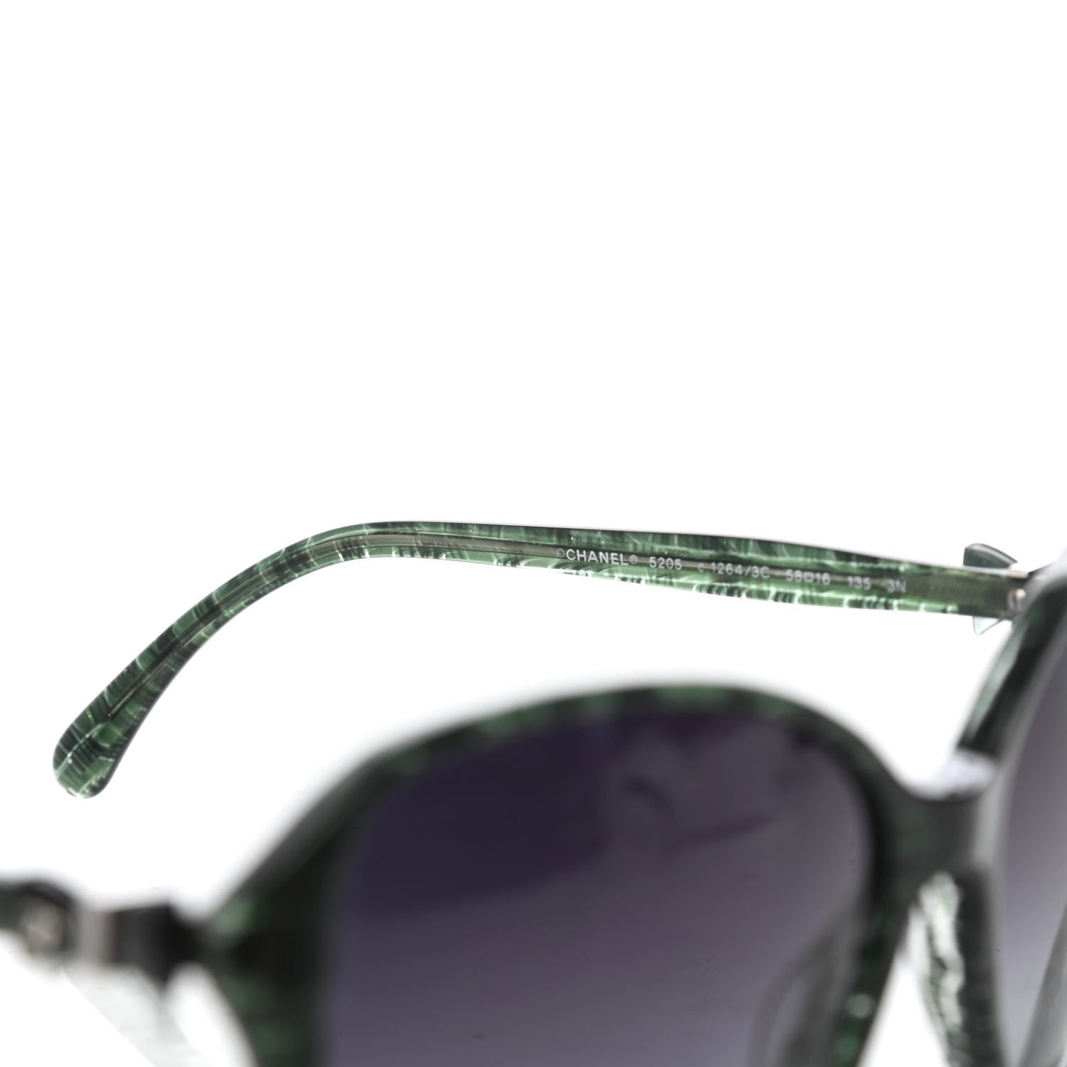 Chanel Acetate CC Tweed Effect Bow Sunglasses 5205 Green 5 of 8