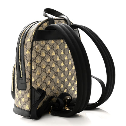 Gucci GG Supreme Monogram Bees Print Small Day Backpack Beige Oro Black 3 of 10