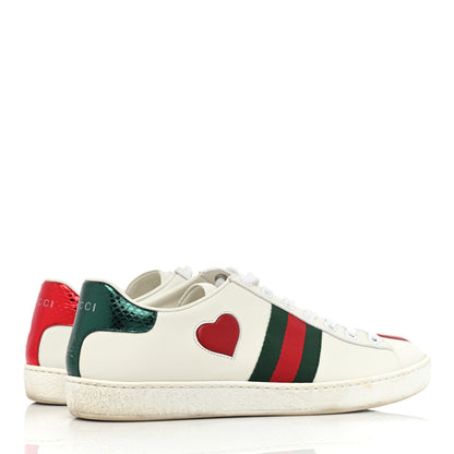 Gucci Calfskin Web Heart Embroidered Womens Ace Sneakers 38 White 4 of 11