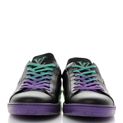 Louis Vuitton Calfskin Mens Luxembourg Samothrace Sneakers 7.5 Black Purple Green 2 of 8