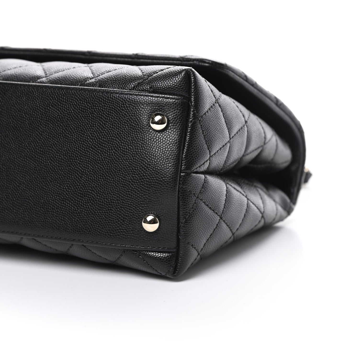 Caviar Quilted Small Coco Handle Flap Black