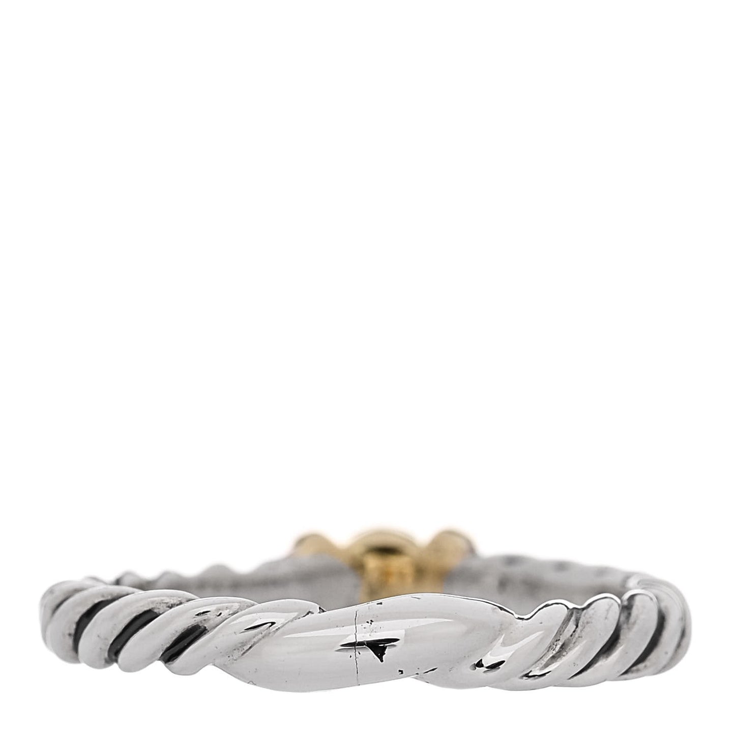 Sterling Silver 14K Yellow Gold Black Onyx Cable Ring 54 6.75
