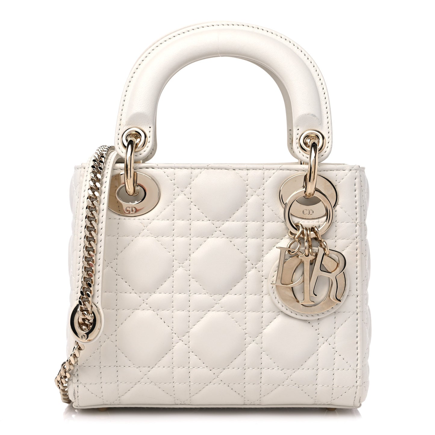 Lambskin Cannage Mini Lady Dior White