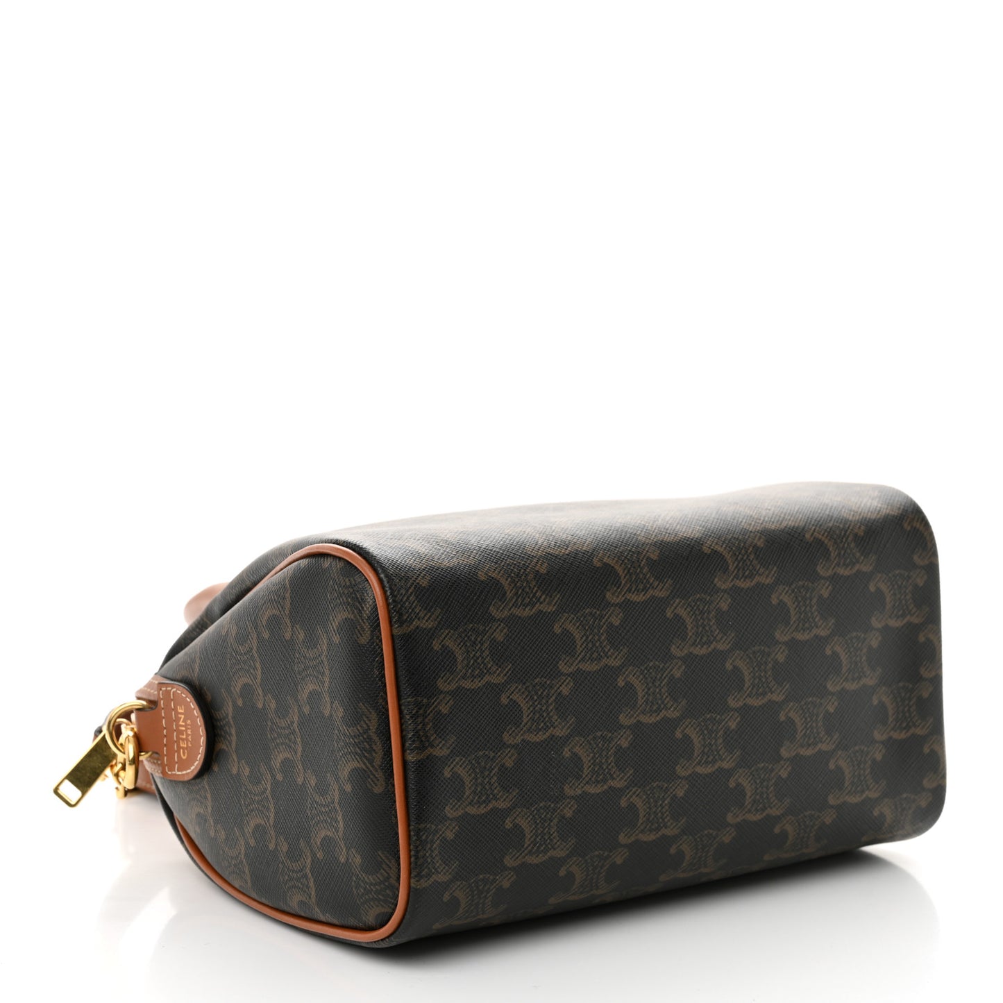 Triomphe Canvas Calfskin Small Boston Bag Tan