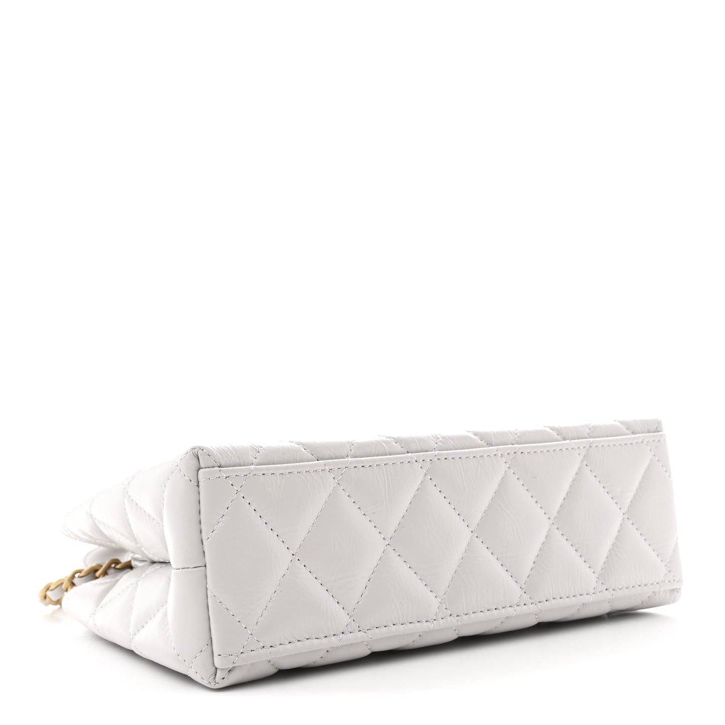 Shiny Aged Calfskin Quilted Nano Kelly Shopper Light Grey