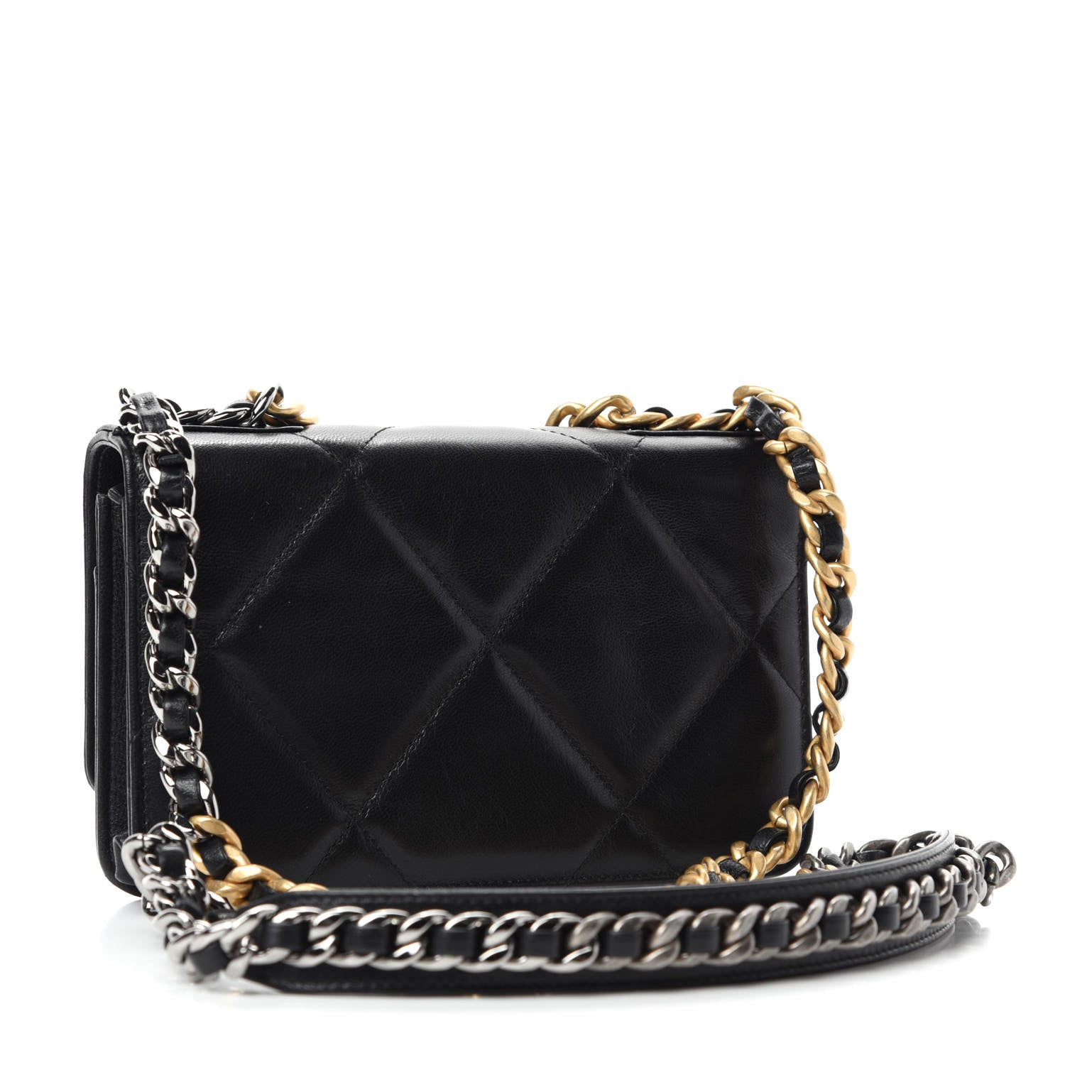 Chanel Lambskin Quilted 19 Wallet On Chain WOC Black 3 of 13