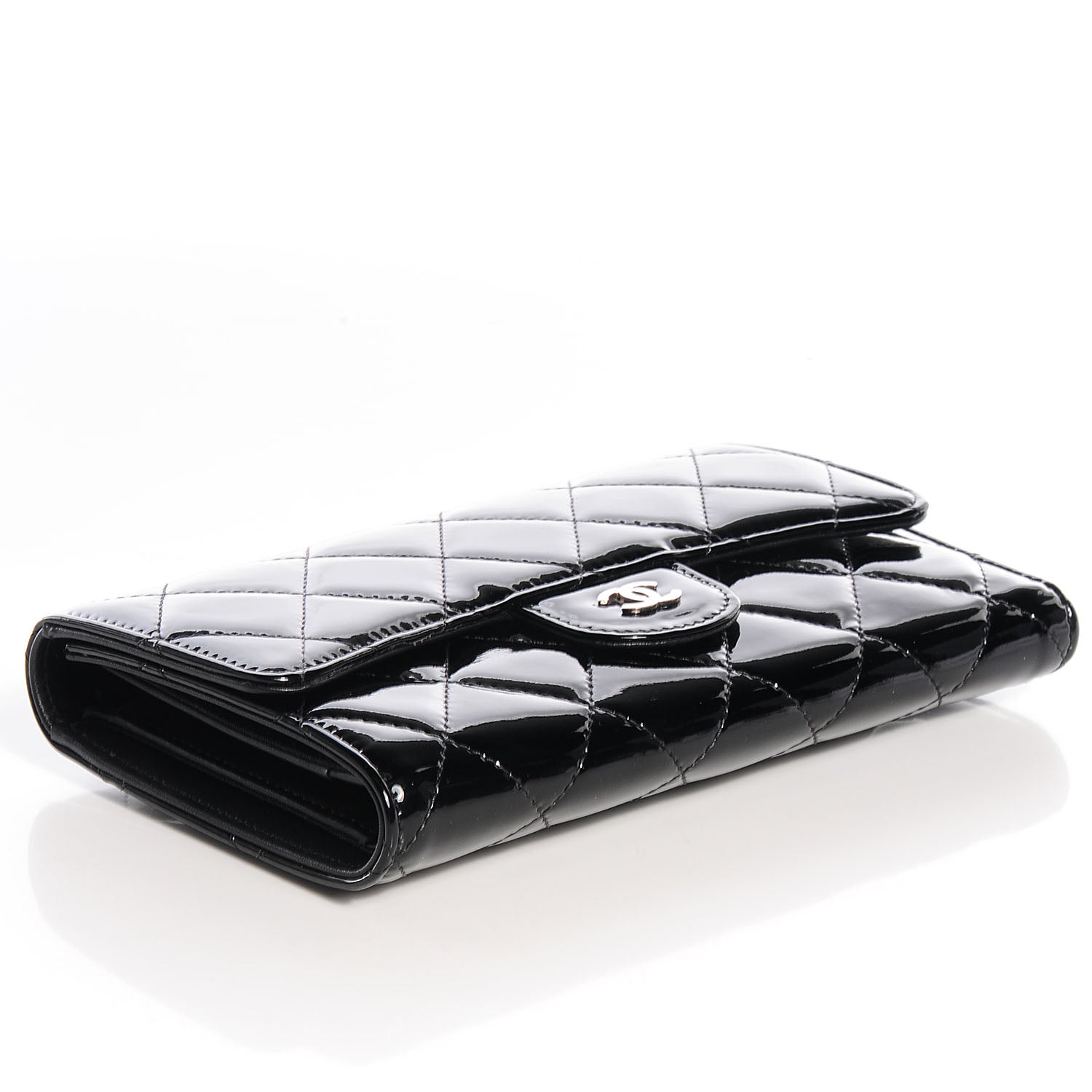 Chanel Patent Quilted Large Flap Wallet Black 4 of 8
