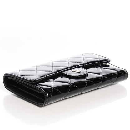 Chanel Patent Quilted Large Flap Wallet Black 4 of 8