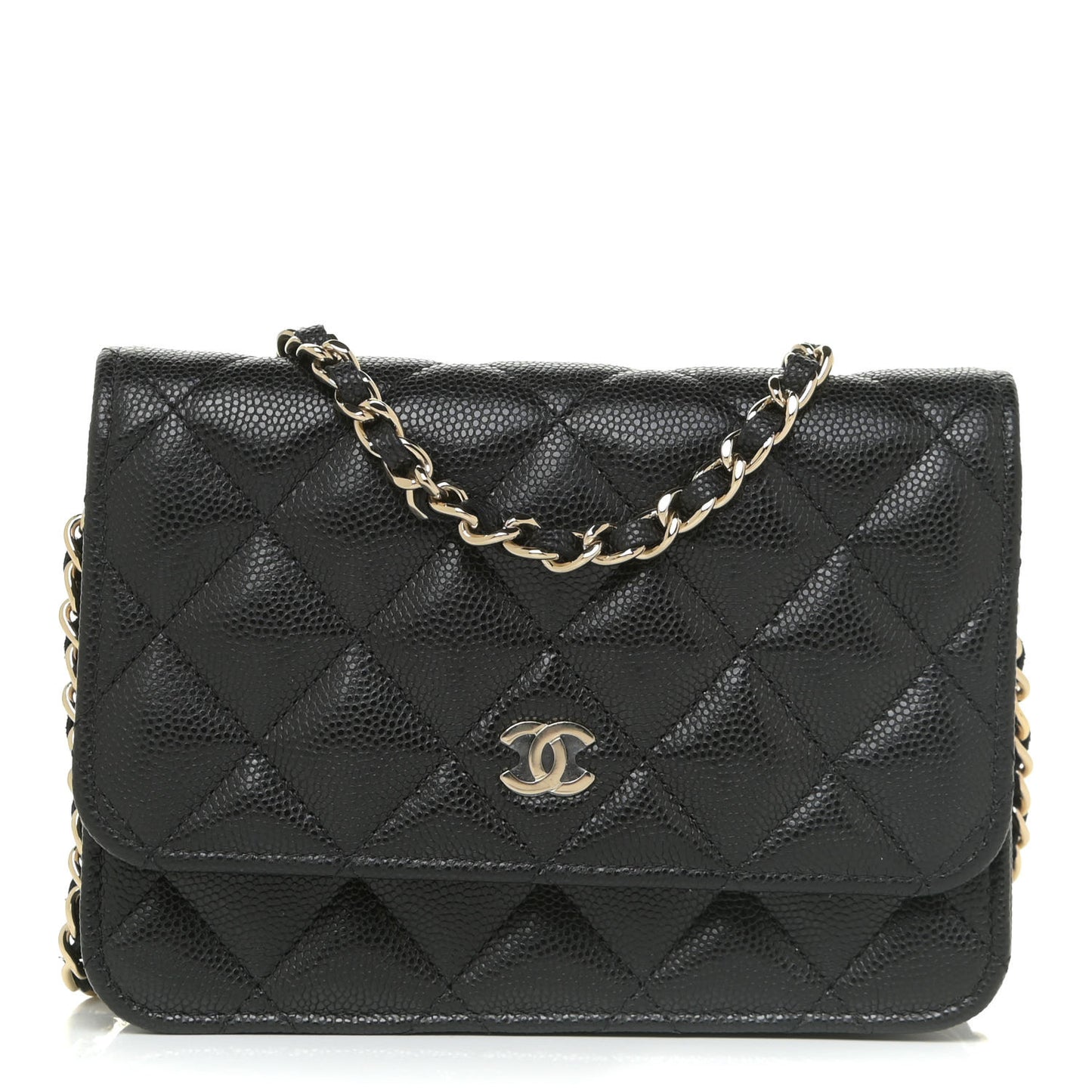Caviar Quilted Mini Wallet On Chain WOC Black