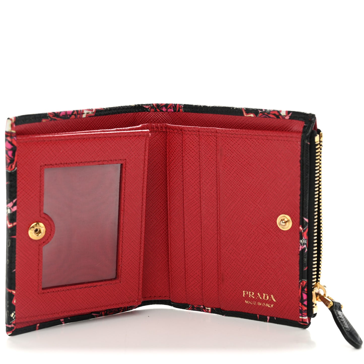 X UNIVERSAL STUDIOS Saffiano Frankenstein Rose Zip Top Compact Wallet Lacca