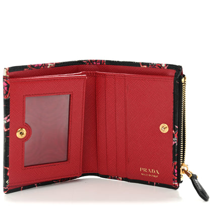 Prada X UNIVERSAL STUDIOS Saffiano Frankenstein Rose Zip Top Compact Wallet Lacca 7 of 8