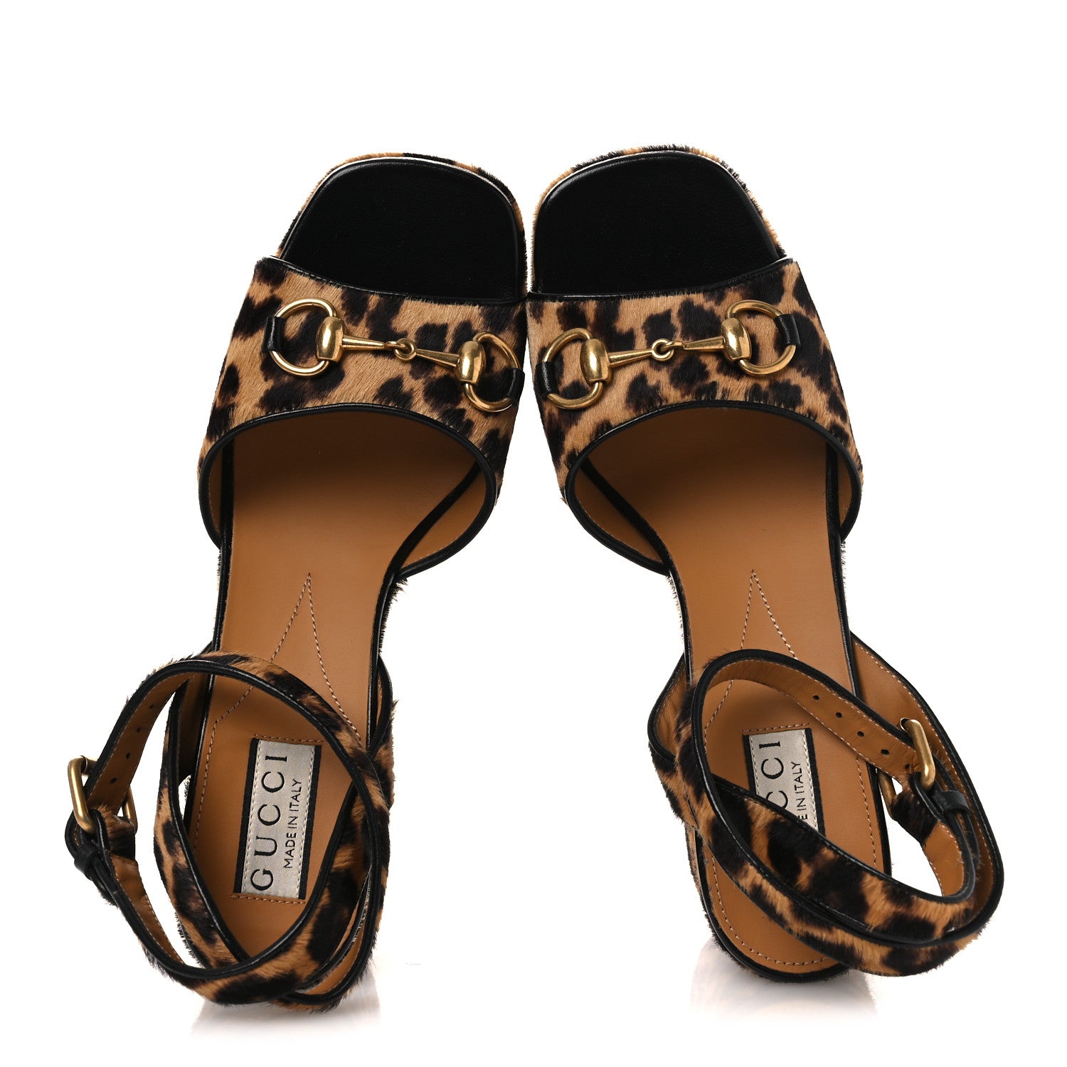 Gucci Calf Hair Leopard Print Horsebit 25/60mm Platform Sandals 38.5 Hazelnut Black 2 of 11