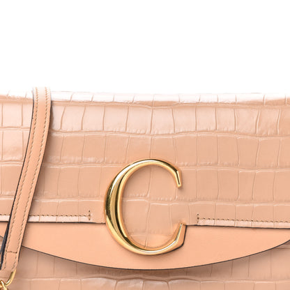 Chloe Calfskin Crocodile Embossed C Shoulder Bag Nut 11 of 11