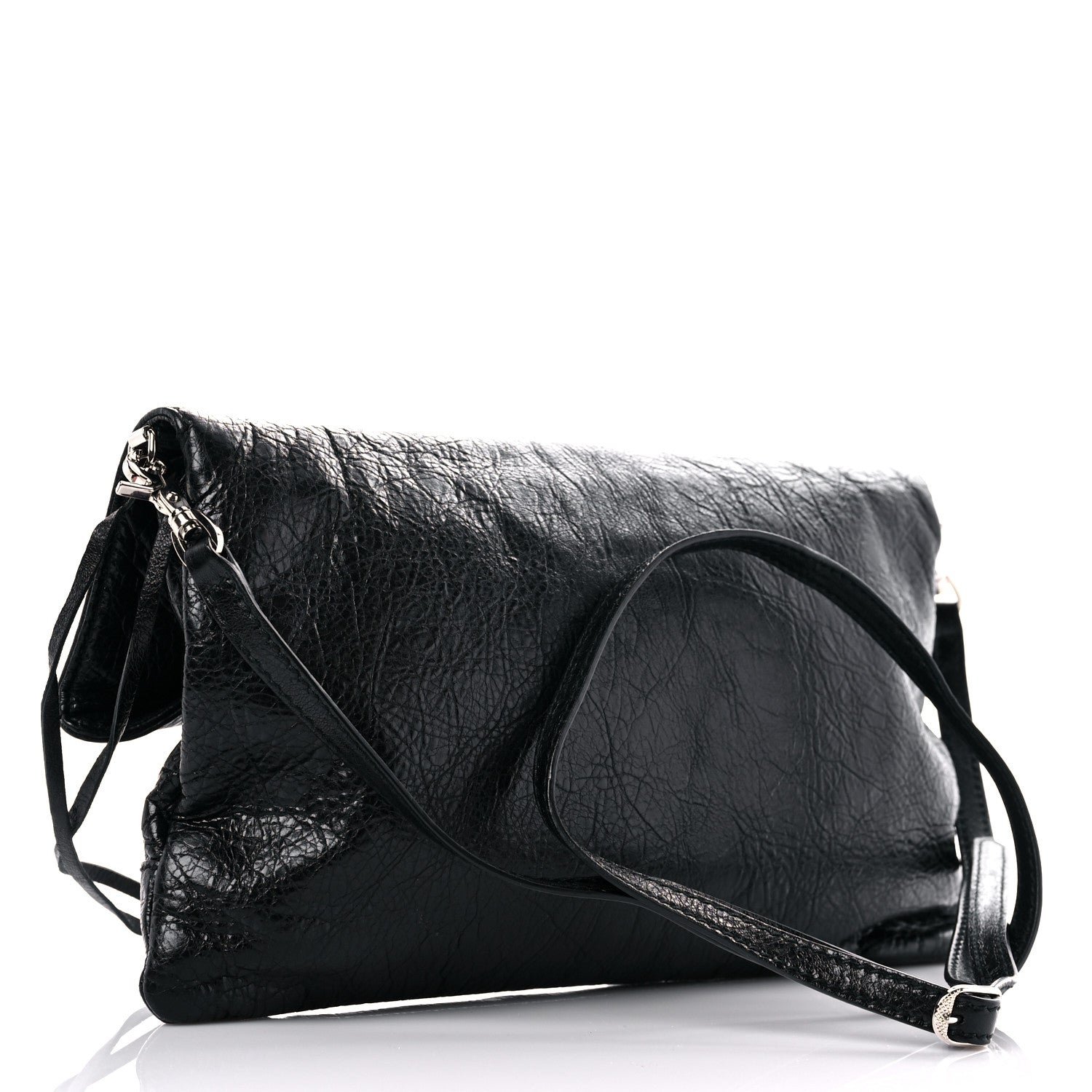 Balenciaga Agneau Giant 12 Silver Hardware Envelope Strap Clutch Black 2 of 11